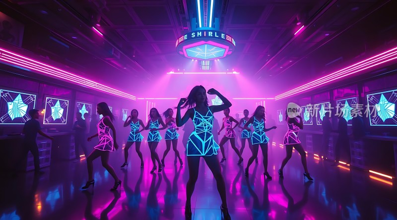 霓虹灯光下的活力舞者