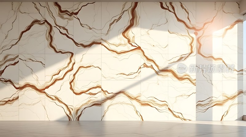 大理石纹理墙面阳光洒落简约现代空间