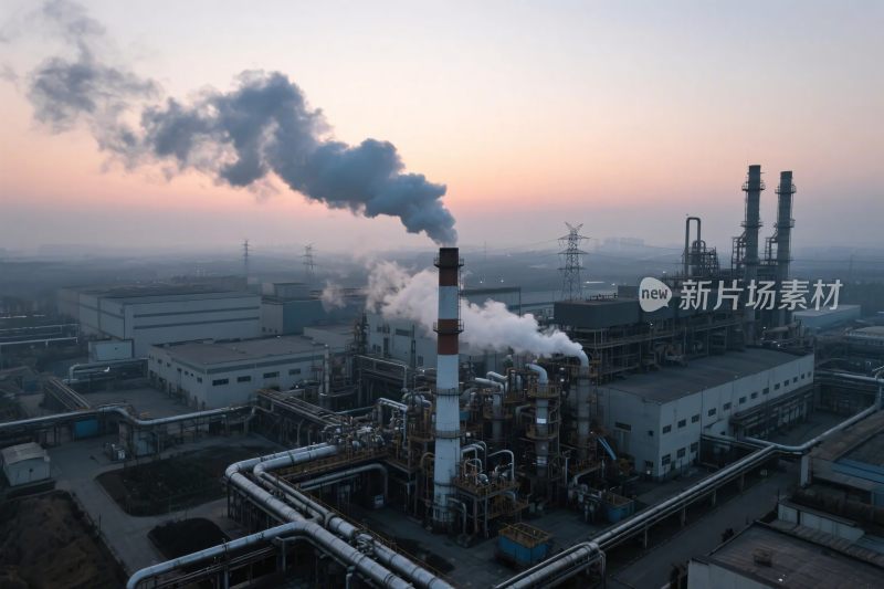 工业区工业设施烟雾场景