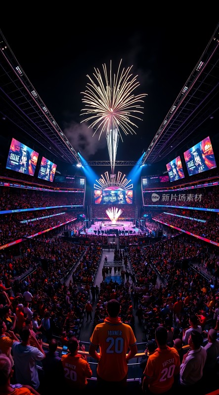 烟花绽放舞台灯光璀璨观众热情高涨