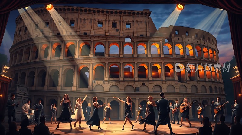 古罗马斗兽场上的华丽舞蹈表演