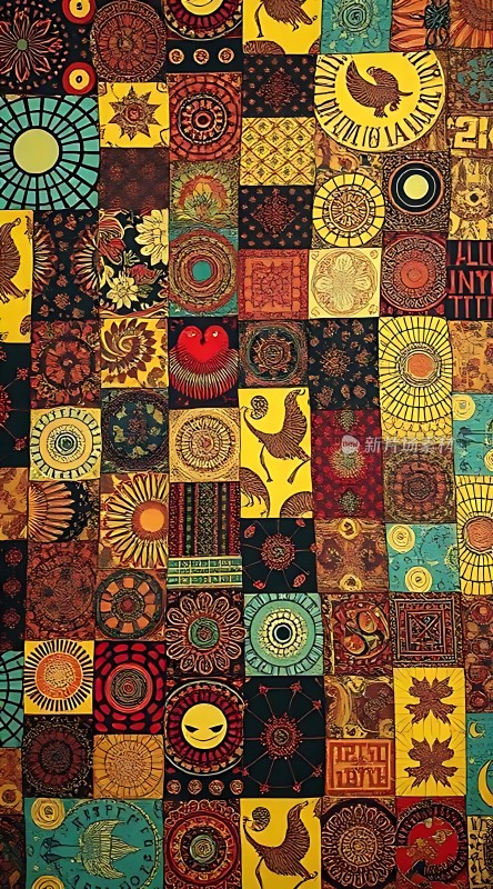 多彩几何图案拼接艺术