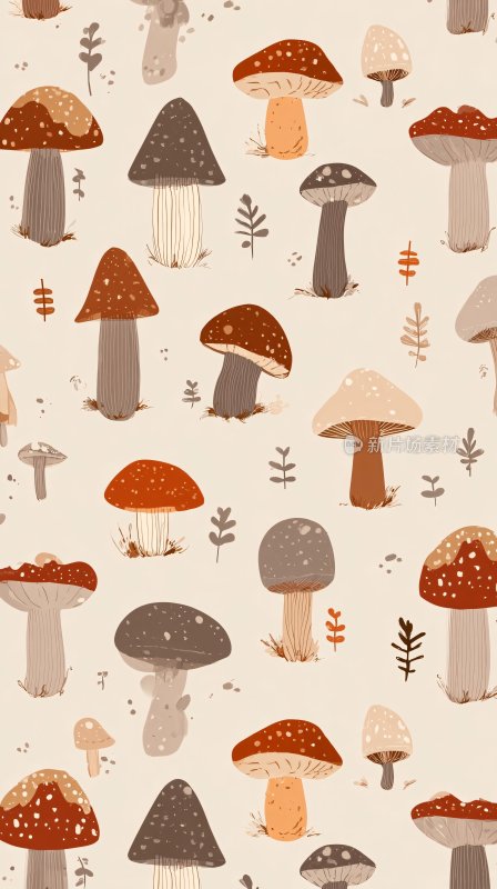 卡通风格蘑菇图案插画
