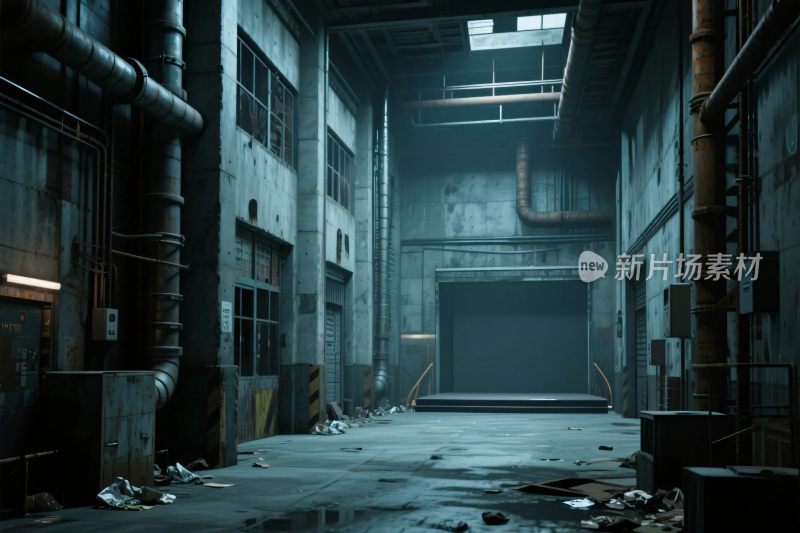 废弃工业厂房内部场景