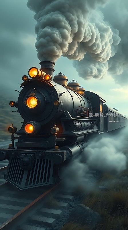 蒸汽火车驶向远方