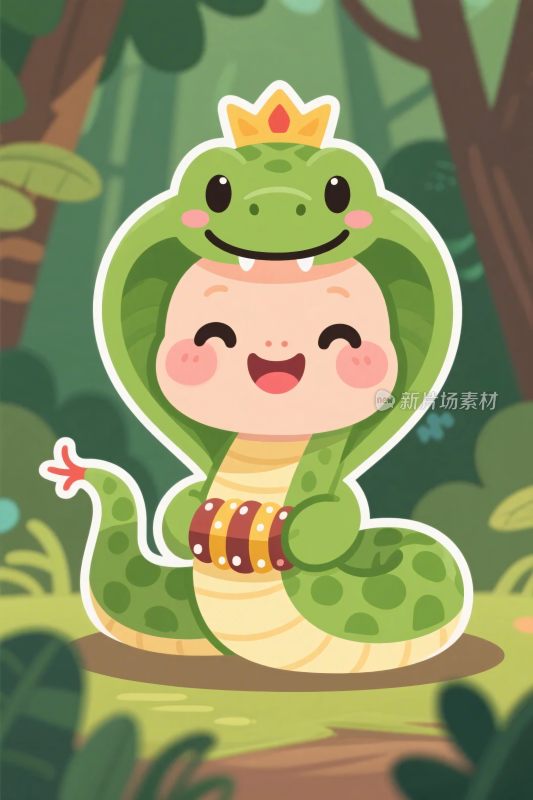 卡通蛇形象插画