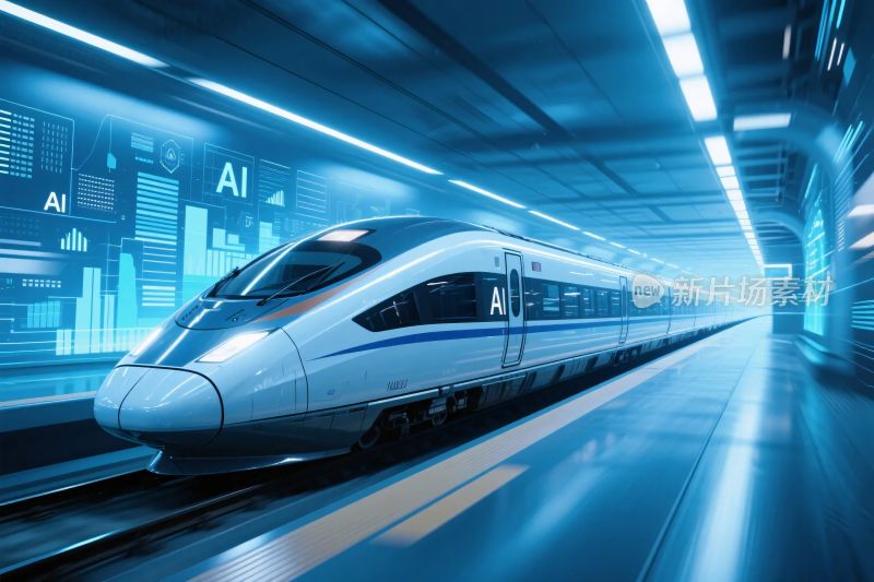未来感高速列车科技隧道
