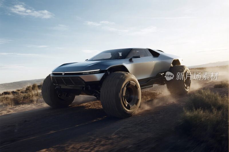 沙漠中行驶的酷炫概念越野车