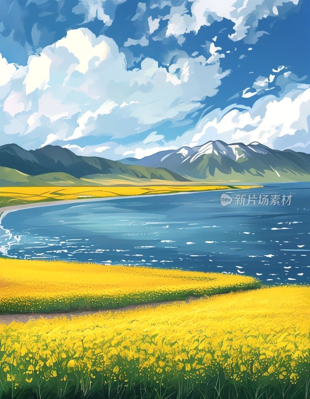 青海湖油菜花景