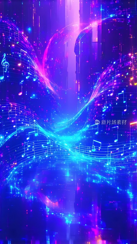 霓虹乐章音符与光效交织的梦幻之夜