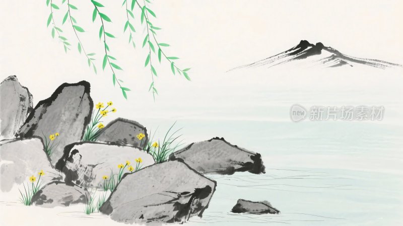 水墨山水风景插画