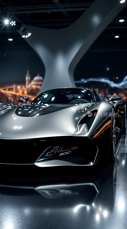 未来座驾银色流线型跑车科技感十足