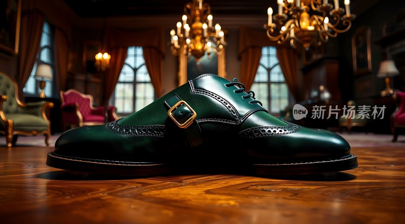 绿色皮鞋与豪华房间的完美结合