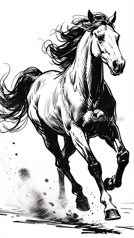 奔跑的骏马插画