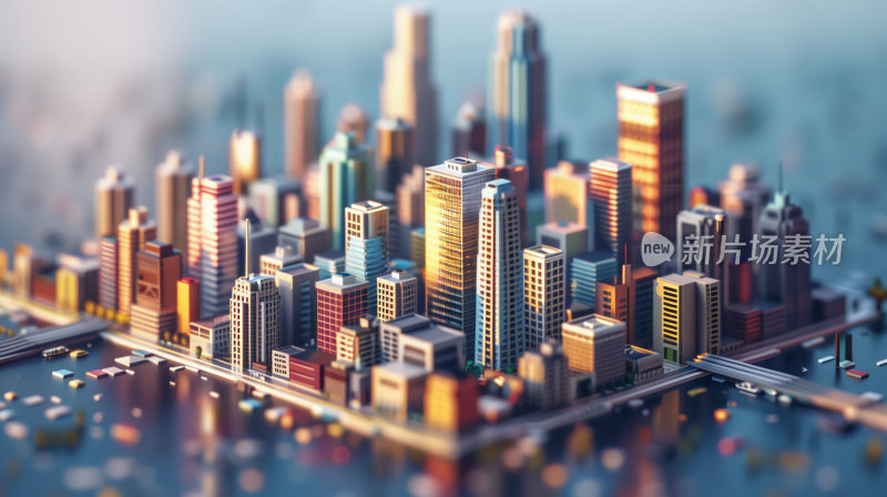 3D卡通的现代城市建筑