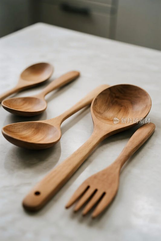木制厨房餐具展示