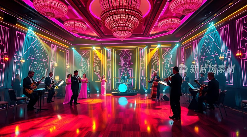 霓虹灯光下的华丽舞会