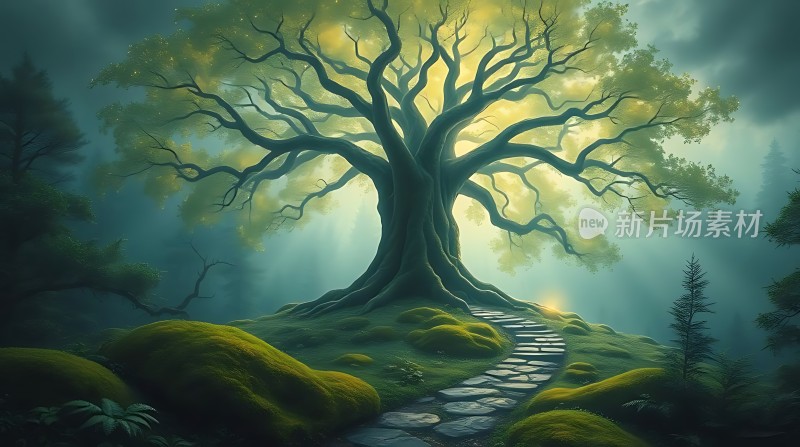 神秘森林中的古老大树