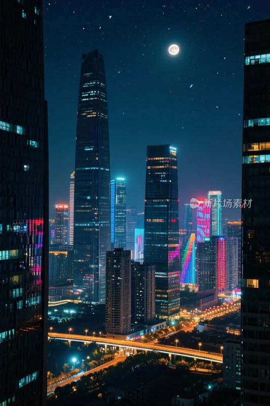 夜晚城市高楼夜景