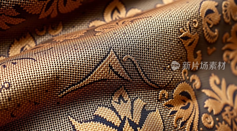 金色花纹布料细节展示