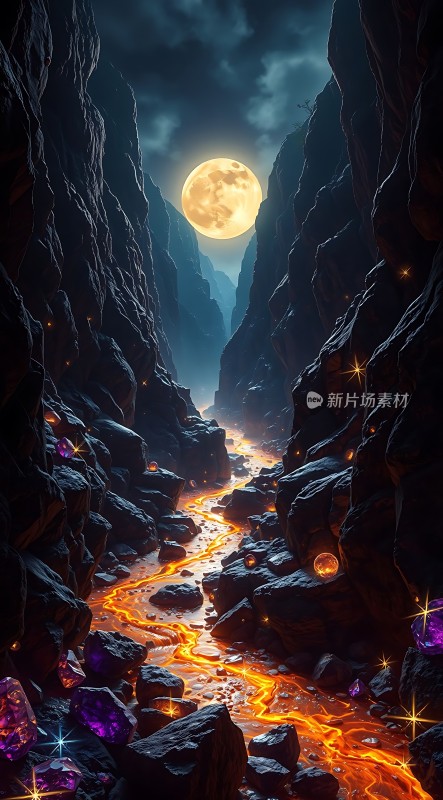 熔岩峡谷夜月