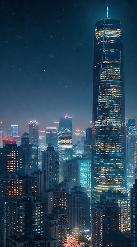 璀璨都市夜景高楼林立灯火辉煌