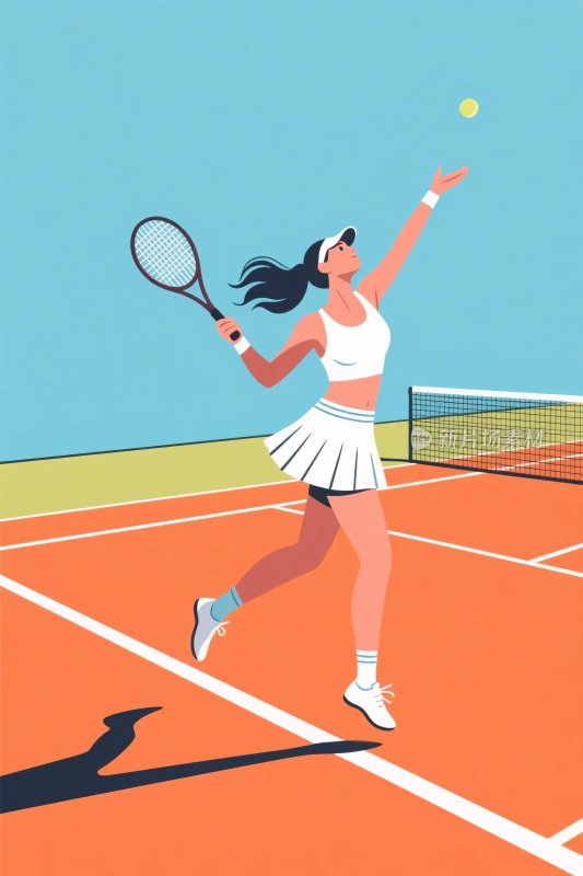 女子网球运动插画