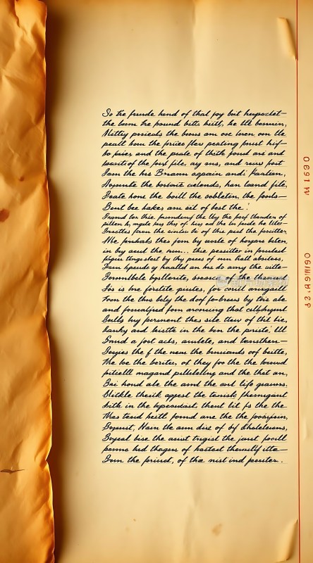 古旧手稿上的优雅手写文字