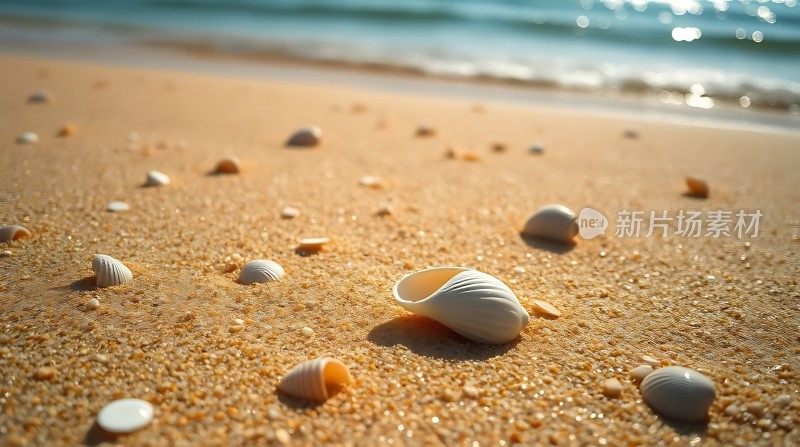 阳光下的贝壳沙滩