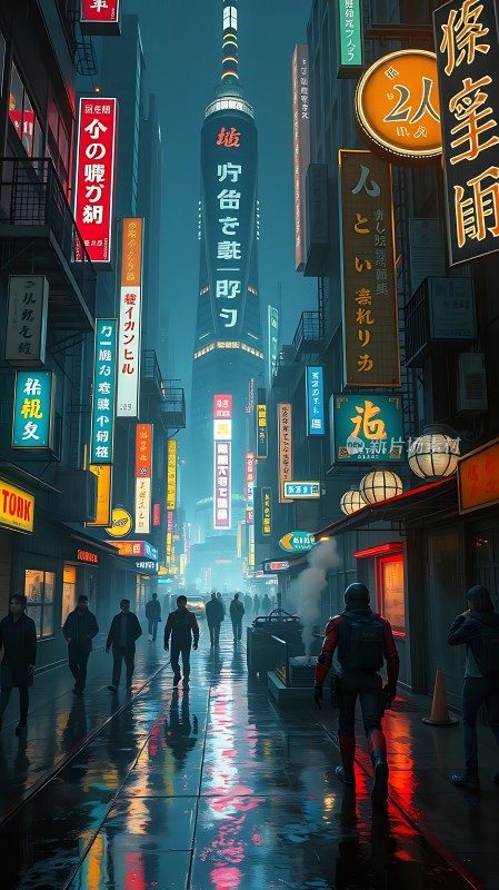 霓虹灯下的未来都市