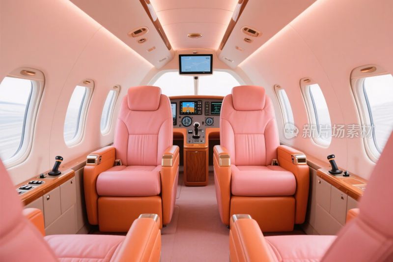私人飞机内粉色座舱