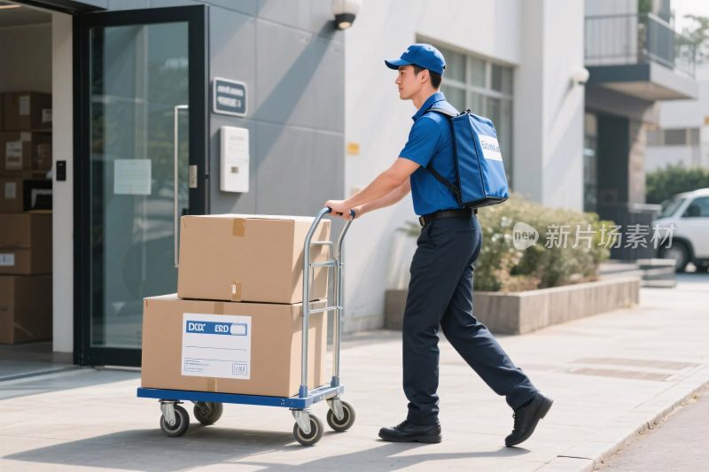快递员配送包裹场景