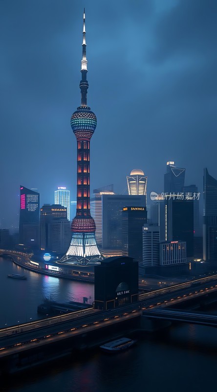 东方明珠与城市夜景