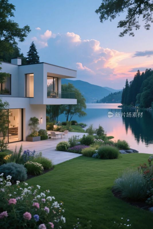 湖畔现代住宅景观
