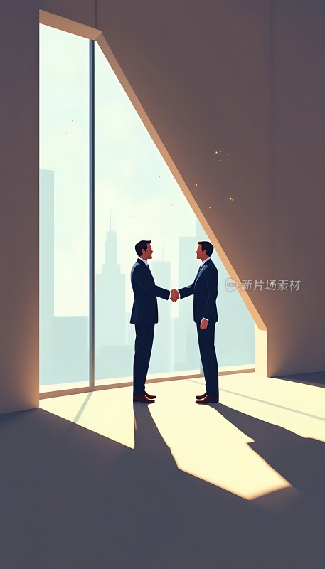 商务握手阳光下的合作瞬间