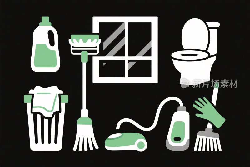 卫生间清洁用品插画