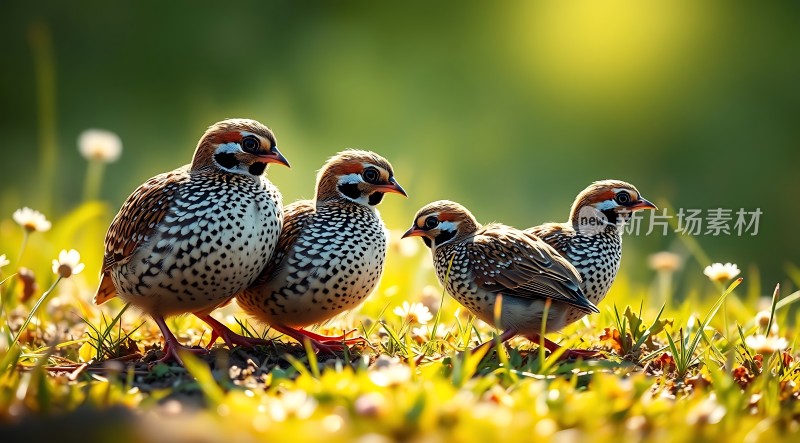 阳光下的斑鸠群
