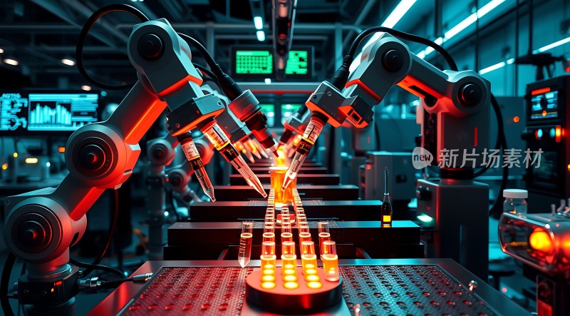 未来工厂智能机器人操作生产线