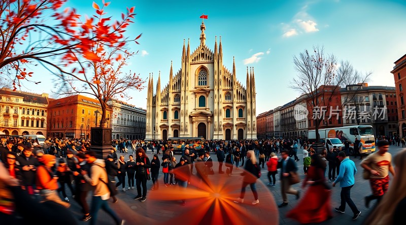 米兰大教堂前人潮涌动