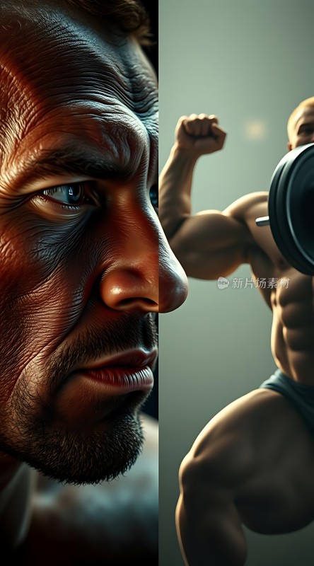 **力量与决心肌肉男子的专注瞬间**