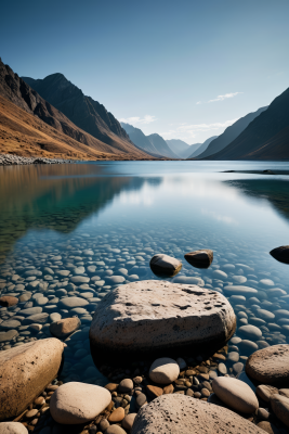 湖岸上岩石高清风景图片 湖岸上岩石高清风景图片