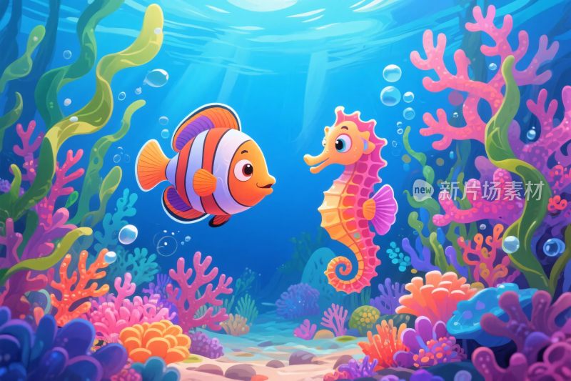 卡通海洋生物插画