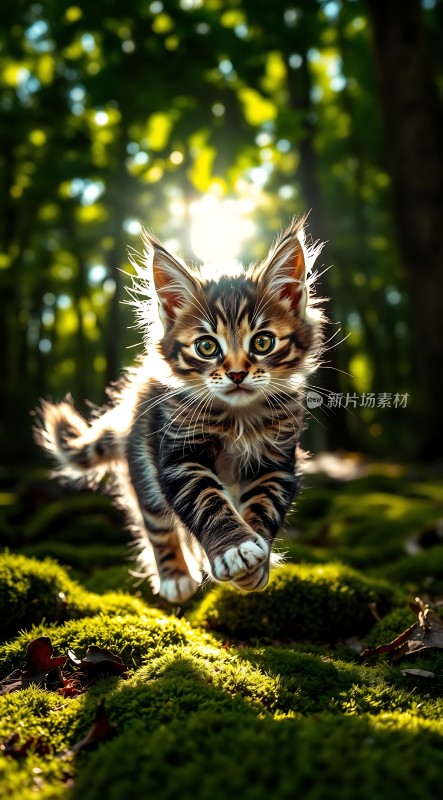 阳光下的森林小猫