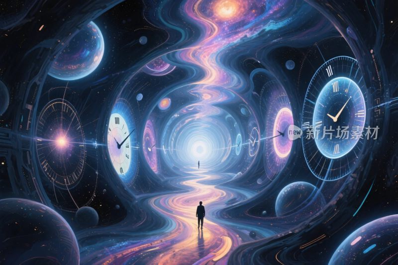 科幻时空隧道插画