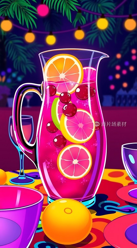 色彩缤纷的水果饮料派对