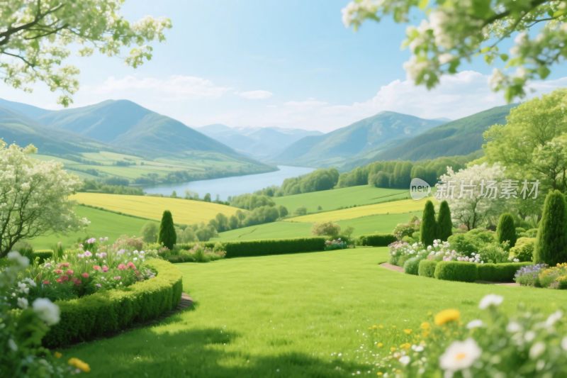 山水田园风景插画