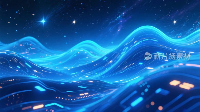 科技风霓虹波浪场景