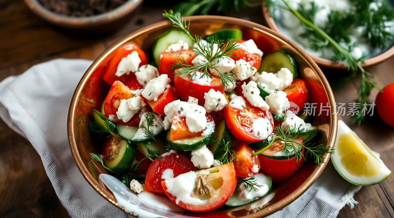 清新蔬菜沙拉色彩缤纷健康美味！