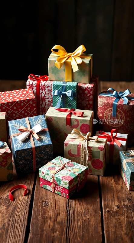 五彩缤纷礼物盒堆叠