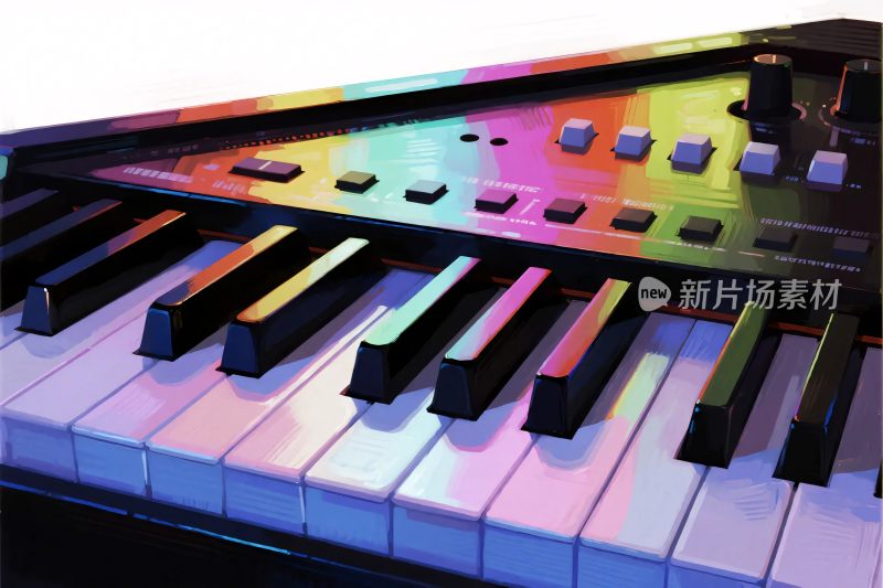 彩色键盘乐器特写